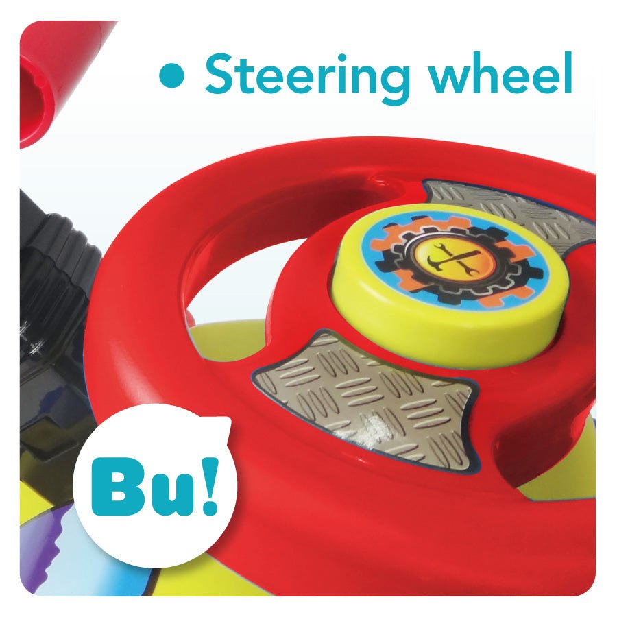 Montable Mytek 5212 Diggyo en Forma de Excabadora con Sónido en el Claxon Azul con Amarillo y Rojo - BIOHAIR.MX