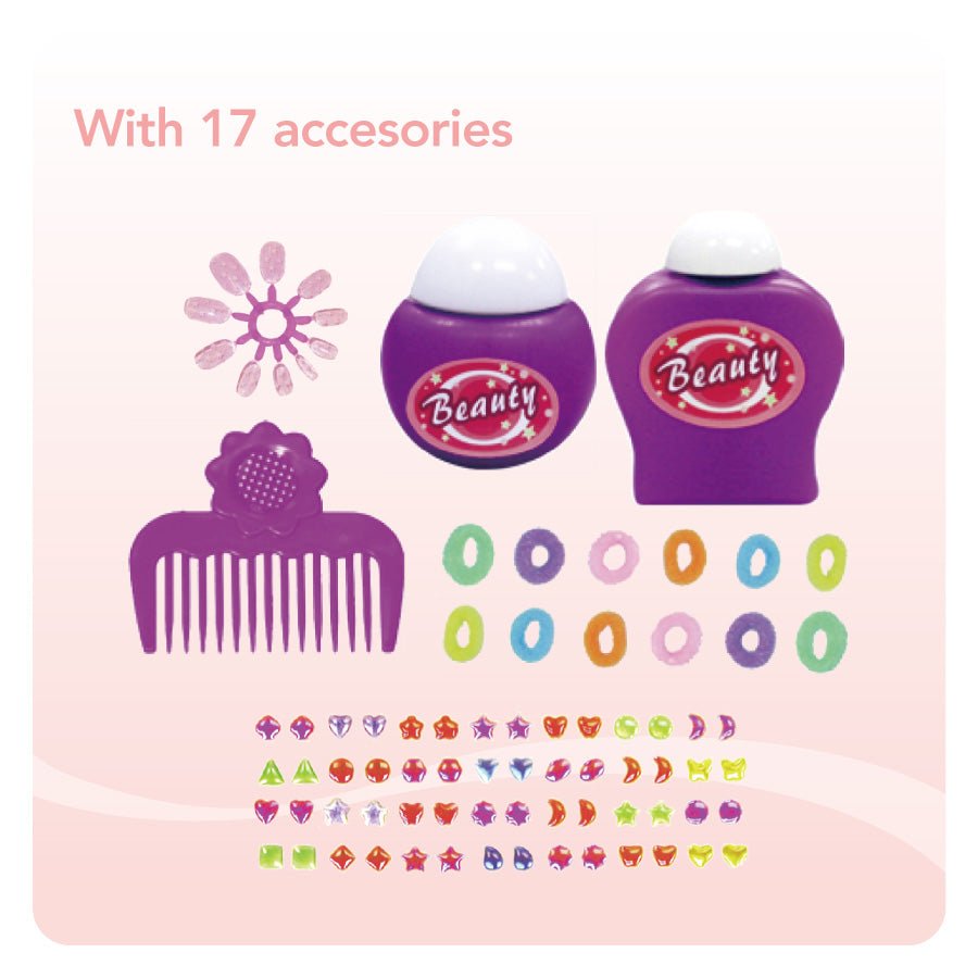 Set de Juego Tocador Mytek 5406 Candy Star Incluye Accesorios de Belleza Rosa con Morado - BIOHAIR.MX