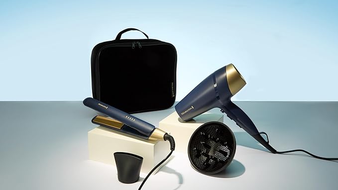 Combo Remington DS5805GP Alaciadora + Secadora Sapphire Luxe con Estuche Negro