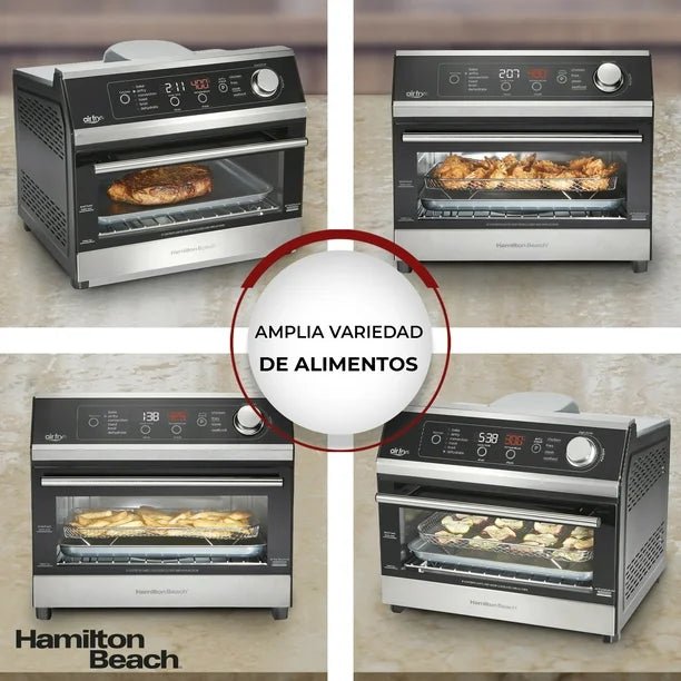 Horno Tostador Hamilton Beach 31220, Con Freidor de Aire, Temporizador Digital, Apagado Automatico Negro - BIOHAIR.MX