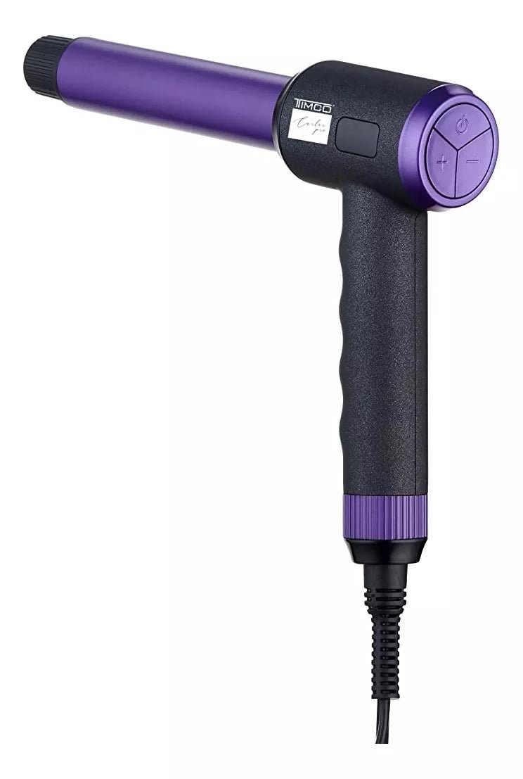 Ferro curler Timco TCXR pro 90 grados rizador morado con negro - BIOHAIR.MX