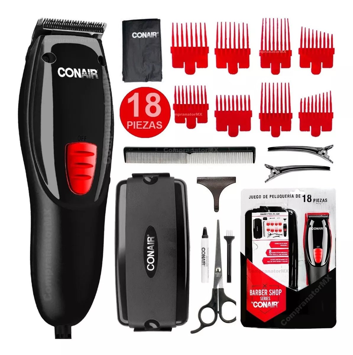 Juego de peluqueria Conair HC91RES de 18 piezas negra - BIOHAIR.MX