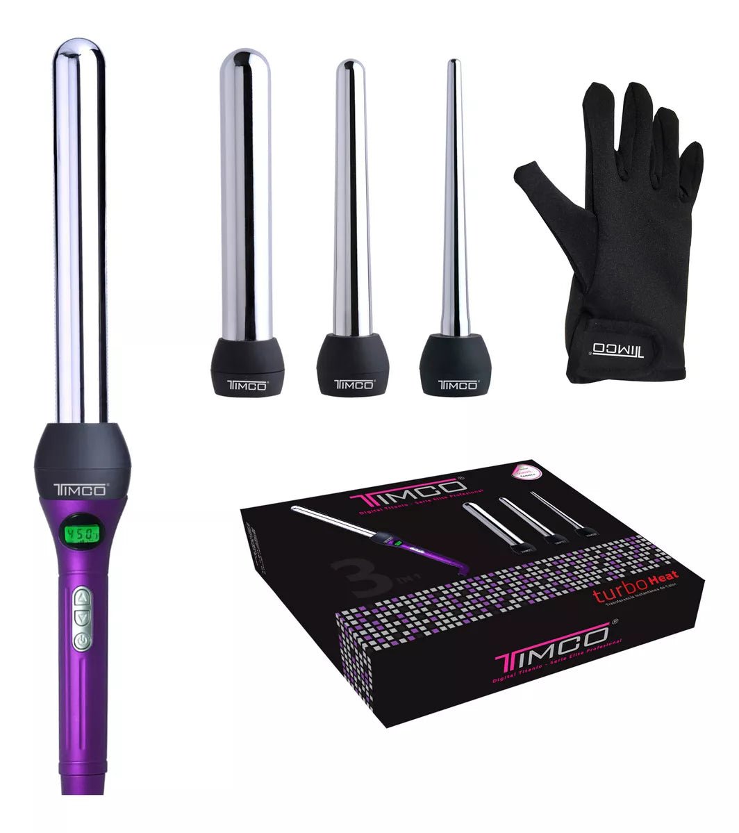 Ferro Timco TCXF3 Profesional De Tres Puntas Intercambiables De Titanium Morado - BIOHAIR.MX