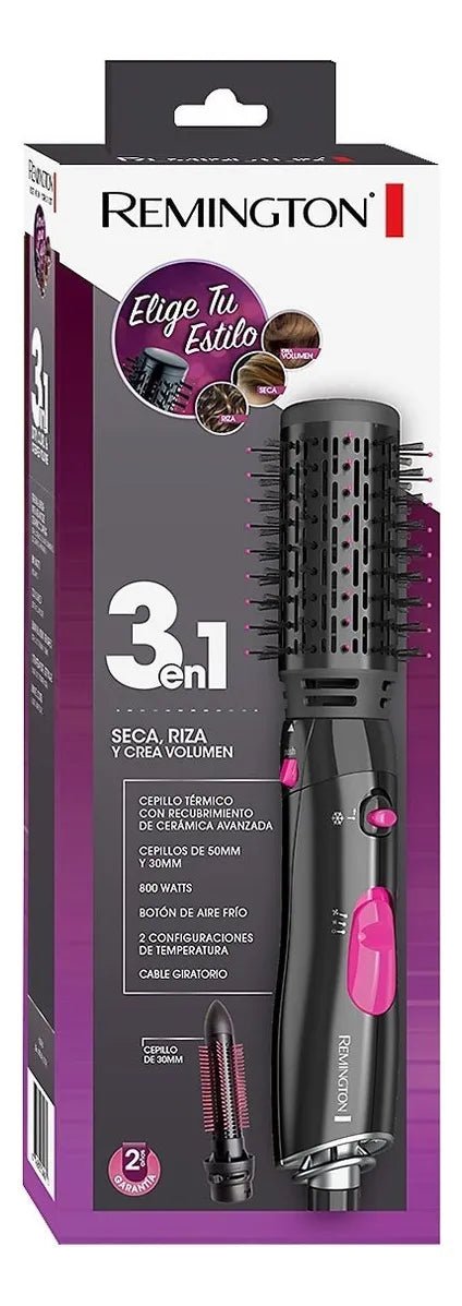 Cepillo Alaciador Remington 3 En 1 Cabello Secadora Rizador - BIOHAIR.MX