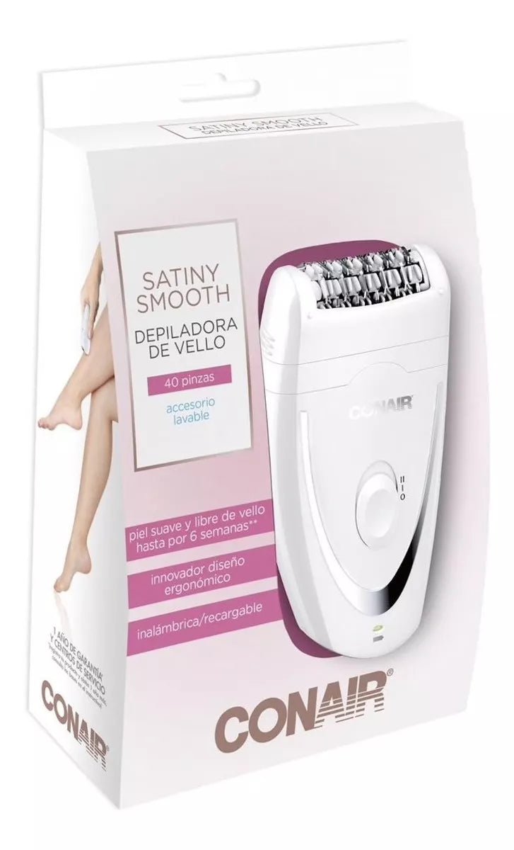 Depiladora Conair E2ES Recargable Inalámbrica Para Uso en Seco, 2 Velocidades Blanca - BIOHAIR.MX