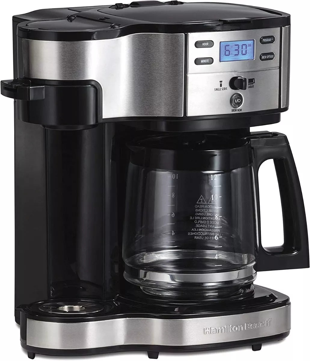 Cafetera Hamilton Beach 49980RG Programable, para una taza o para una jarra de 12 tazas, apagado automatico Plata - BIOHAIR.MX