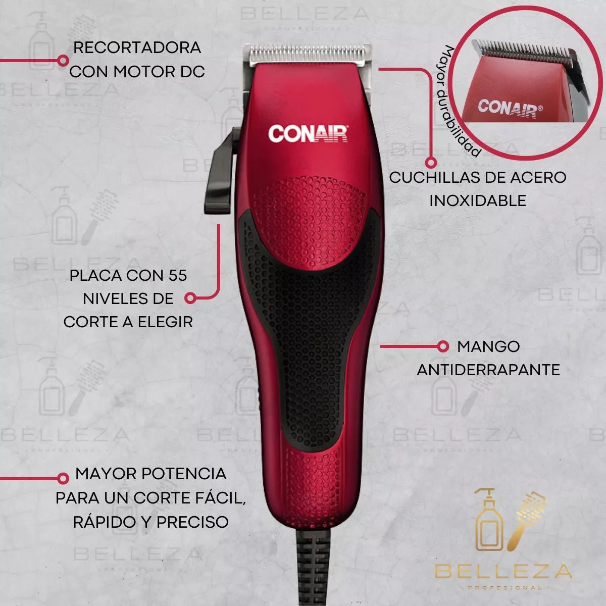 Juego de Peluquería Conair HCT242WRVES de 27 Piezas roja - BIOHAIR.MX