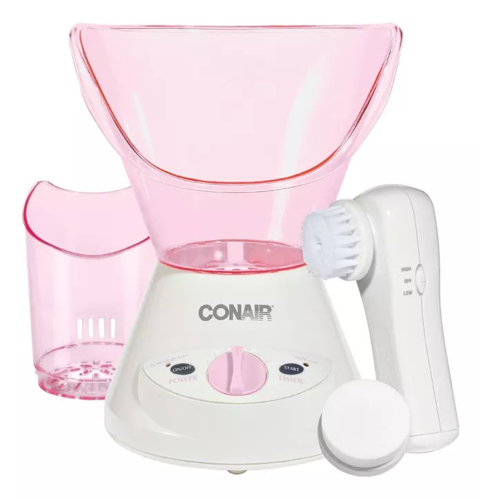 Vaporizador Conair MDF3RES Sauna Facial con Rociador Hidratante Abre Poros Limpieza Profesional Blanco con Rosa