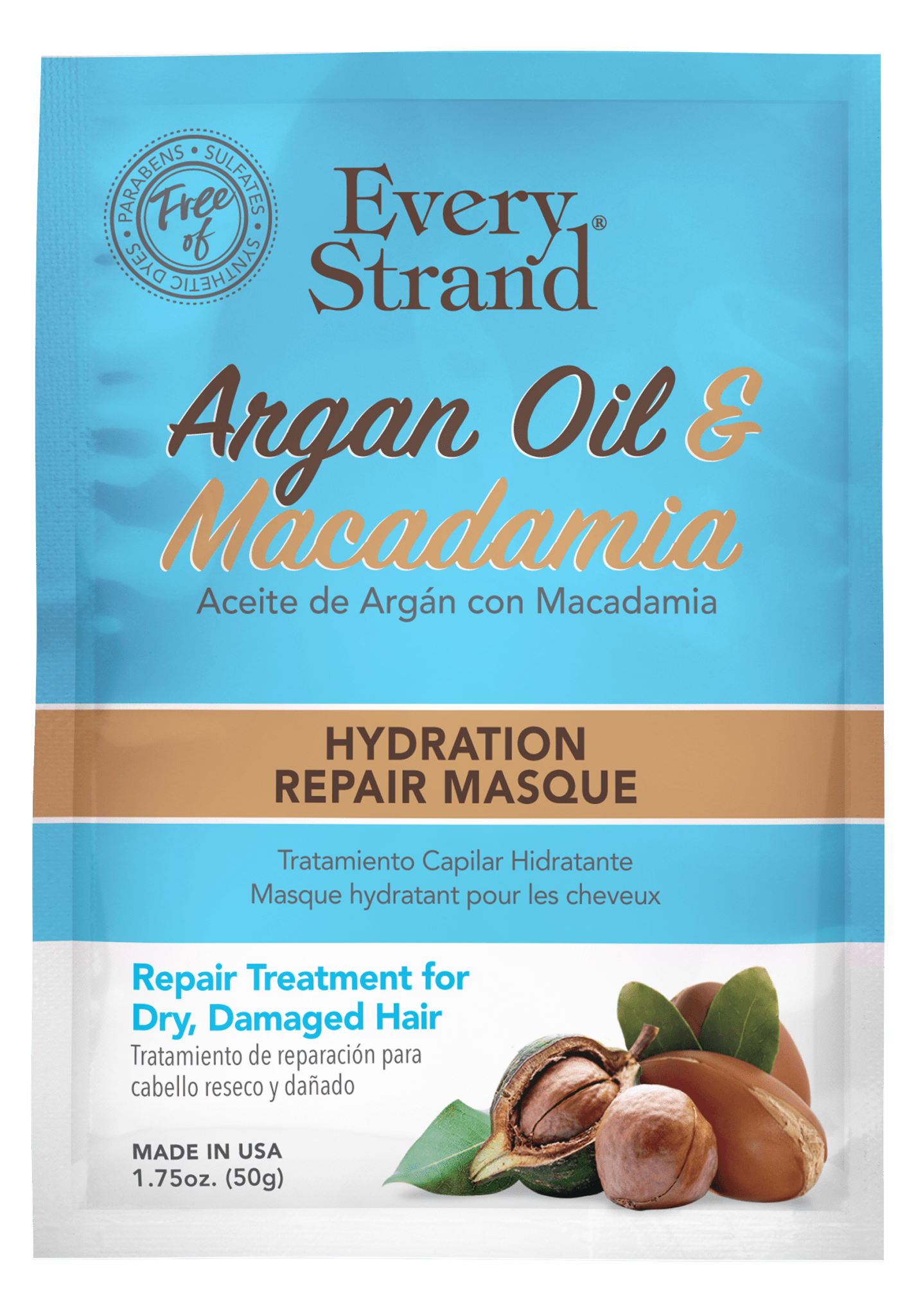 Mascarilla con Macadamia & Argan Every Strand 50 g - BIOHAIR.MX