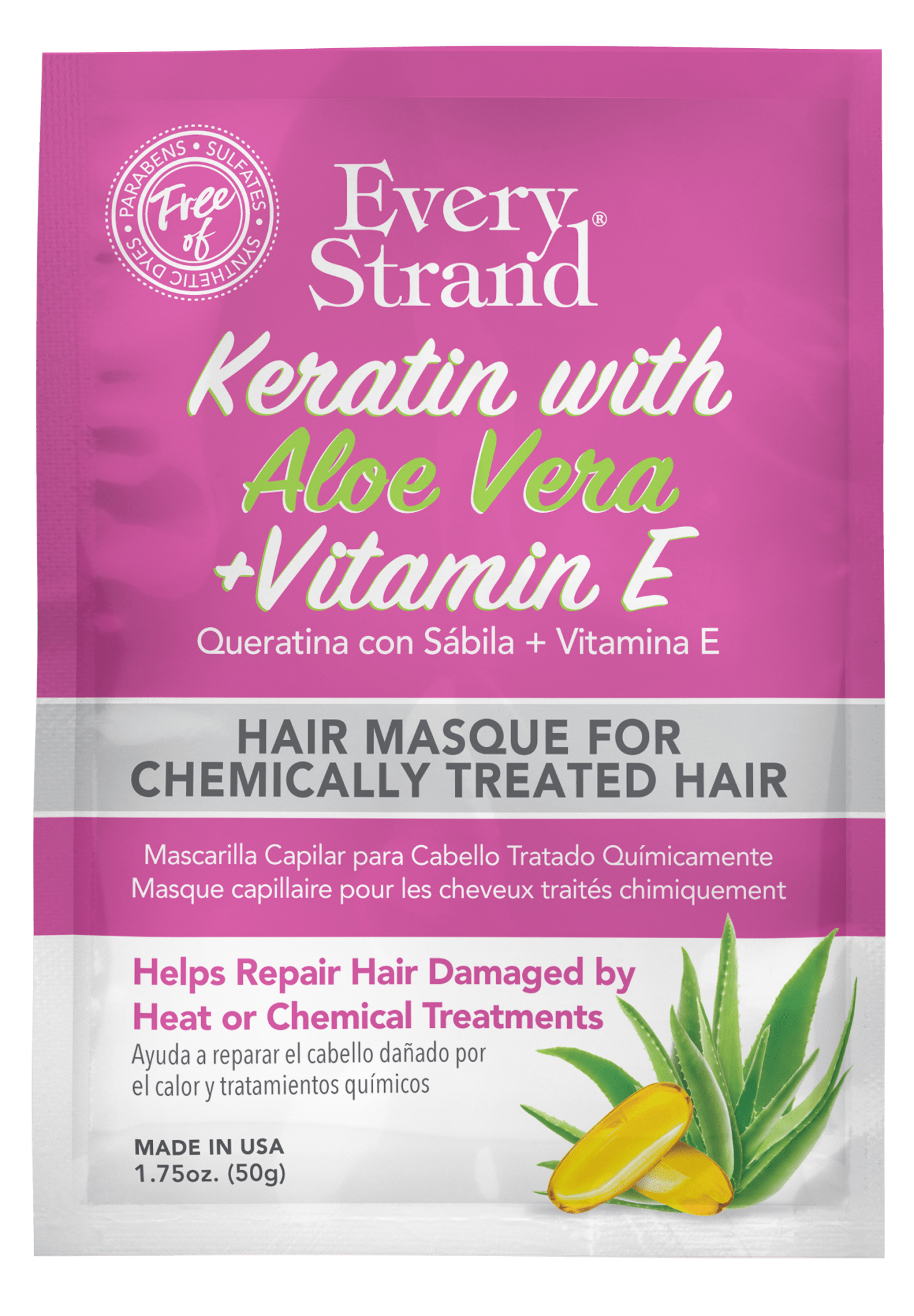 Mascarilla Keratina & Aloe Vera Every Strand 50g - BIOHAIR.MX