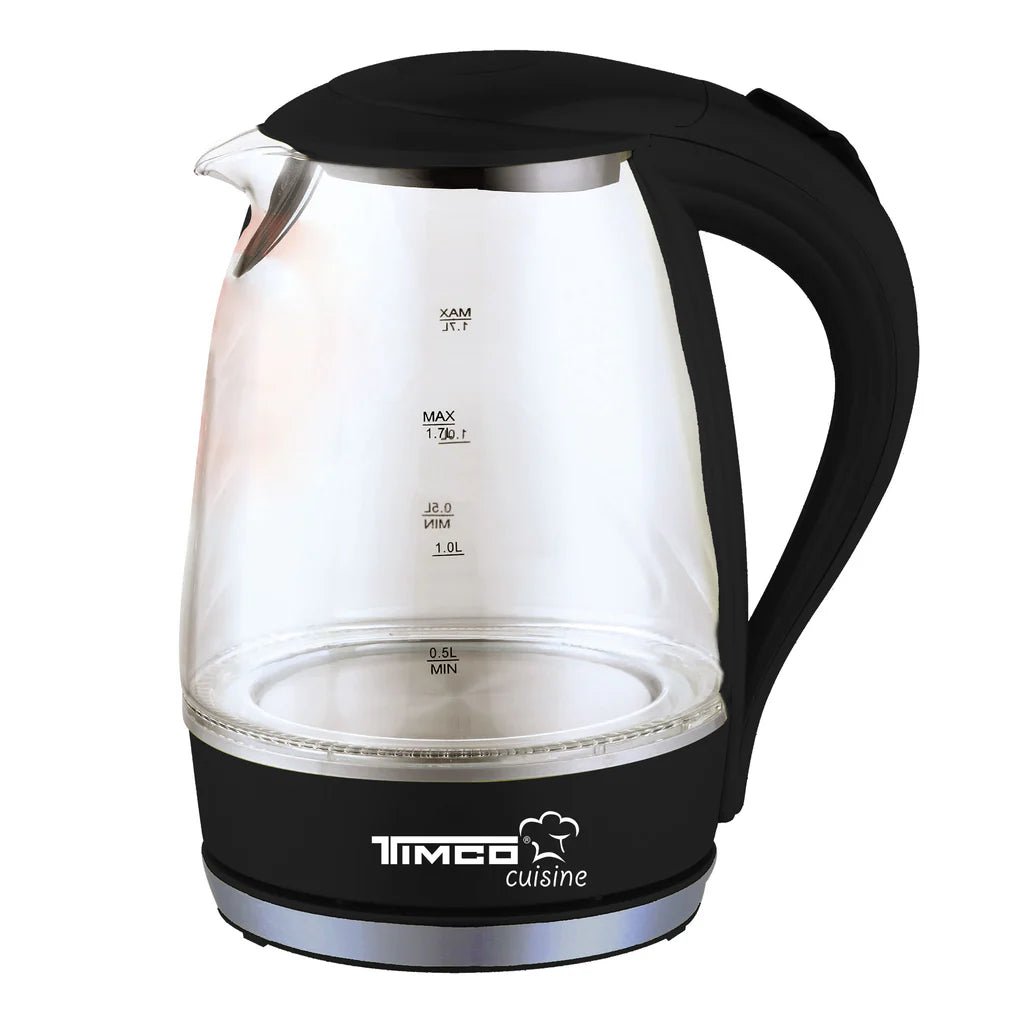 Jarra eléctrica Timco JEV02N capacidad de 1.7L vidrio apagado automatico - BIOHAIR.MX